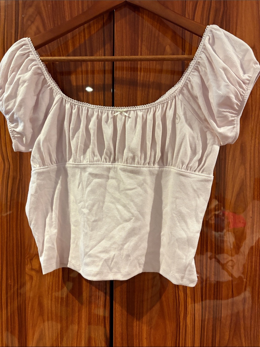Aeropostale White Puff Sleeve Square Neck Crop Top